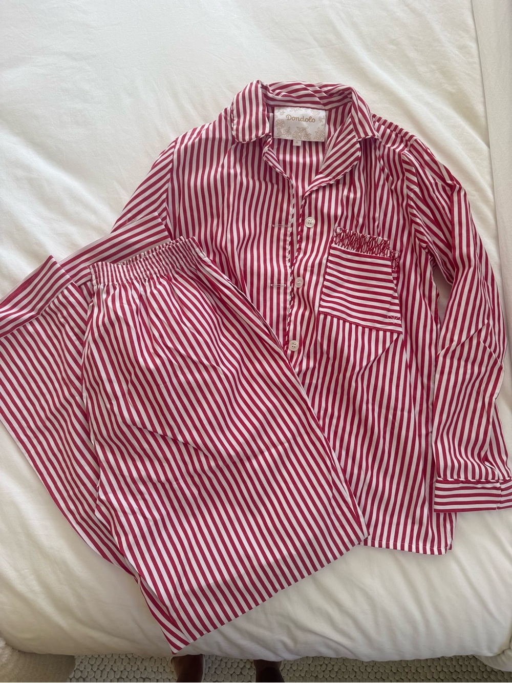 Dondolo Red & White Striped Button-Down PJ Set
